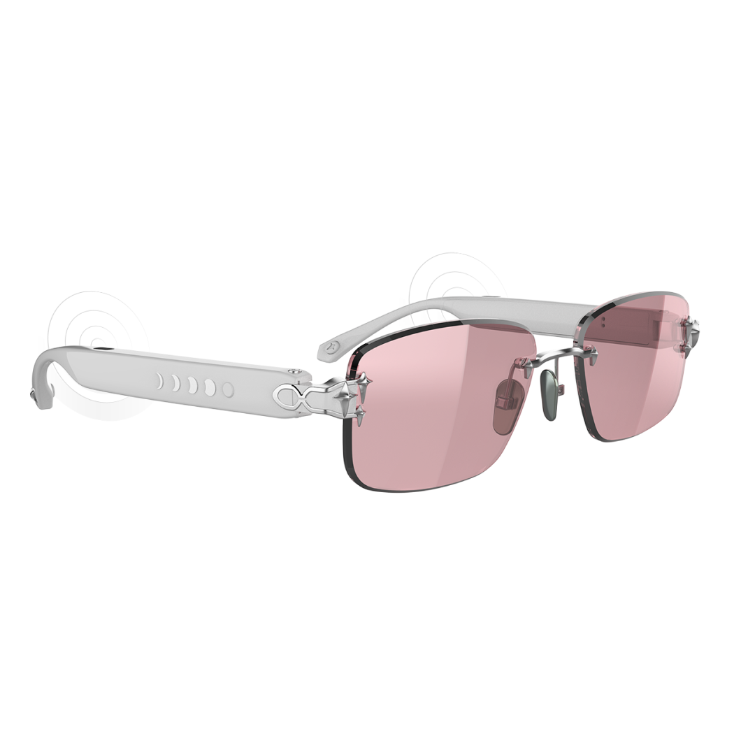 Aura Audio Calm White Silver Instant Color Changing Sunglasses